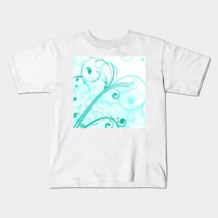 Aqua Floral Art Kids T-Shirt